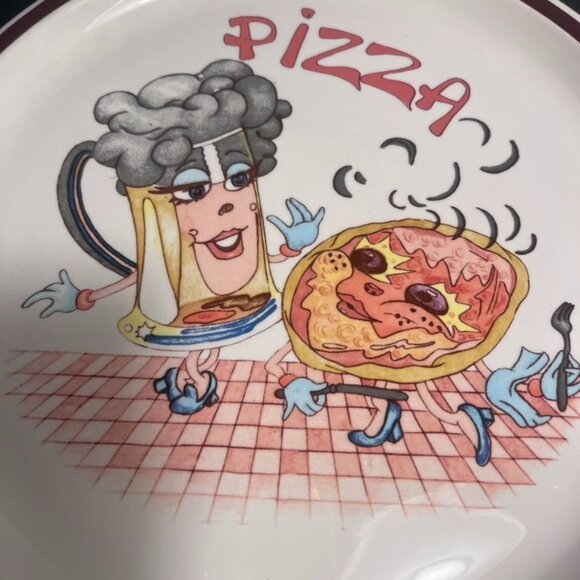 Vintage Funny Ceramica JRM Pizza Plates Set Of 4 Pizzaiolo Party Italy RARE - Picture 3 of 5